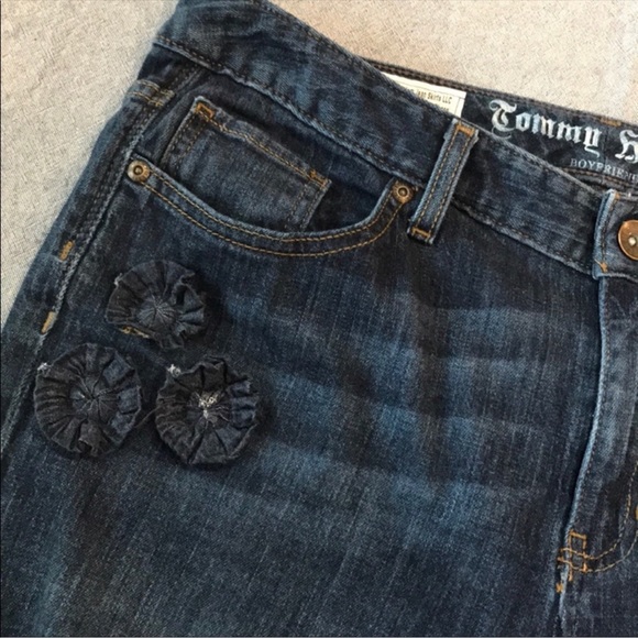 Custom Upcycled Tommy Hilfiger Denim Midi Skirt - Picture 3 of 7